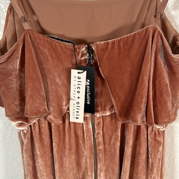 Alice+Olivia Peach Velvet Y2K Mini Dress Size 2 NWT - Picture 4 of 9